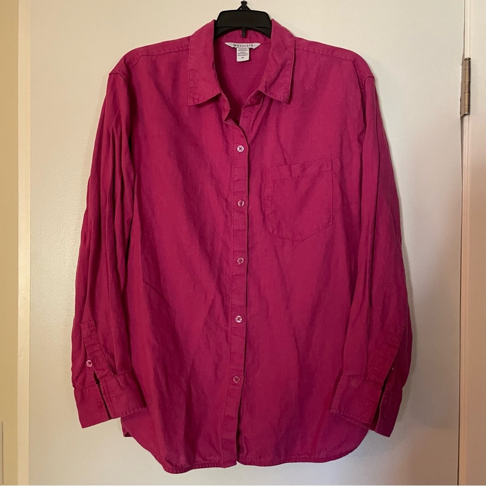 Athleta Retreat Linen Top Pink M